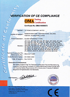 CE compliance certificate issued by OMA Testing Certification