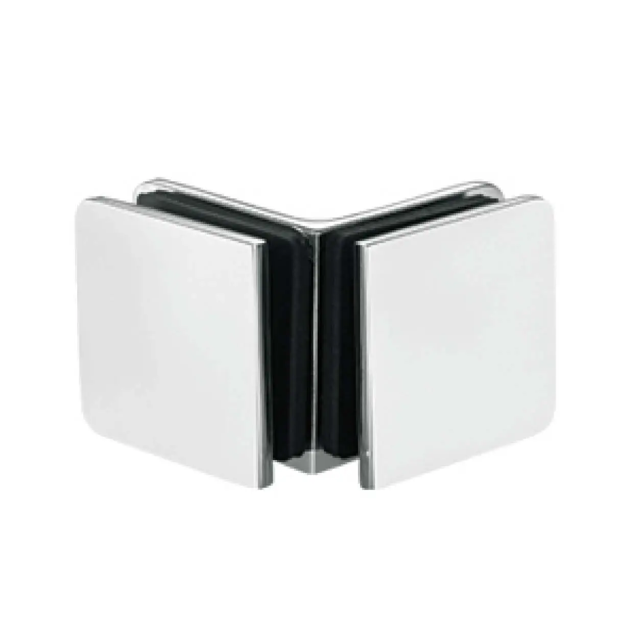 shower door brass rounded flat-face 90 degree glass to glass clamp JGC-3031