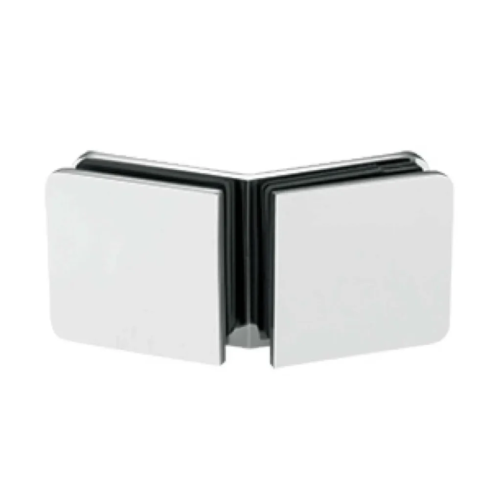 shower door brass rounded flat-face 135 degree glass to glass clamp JGC-3033