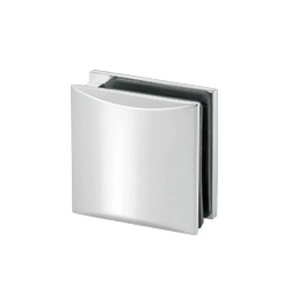 shower door brass curved-face 90 degree wall to glass clamp JGC-3050