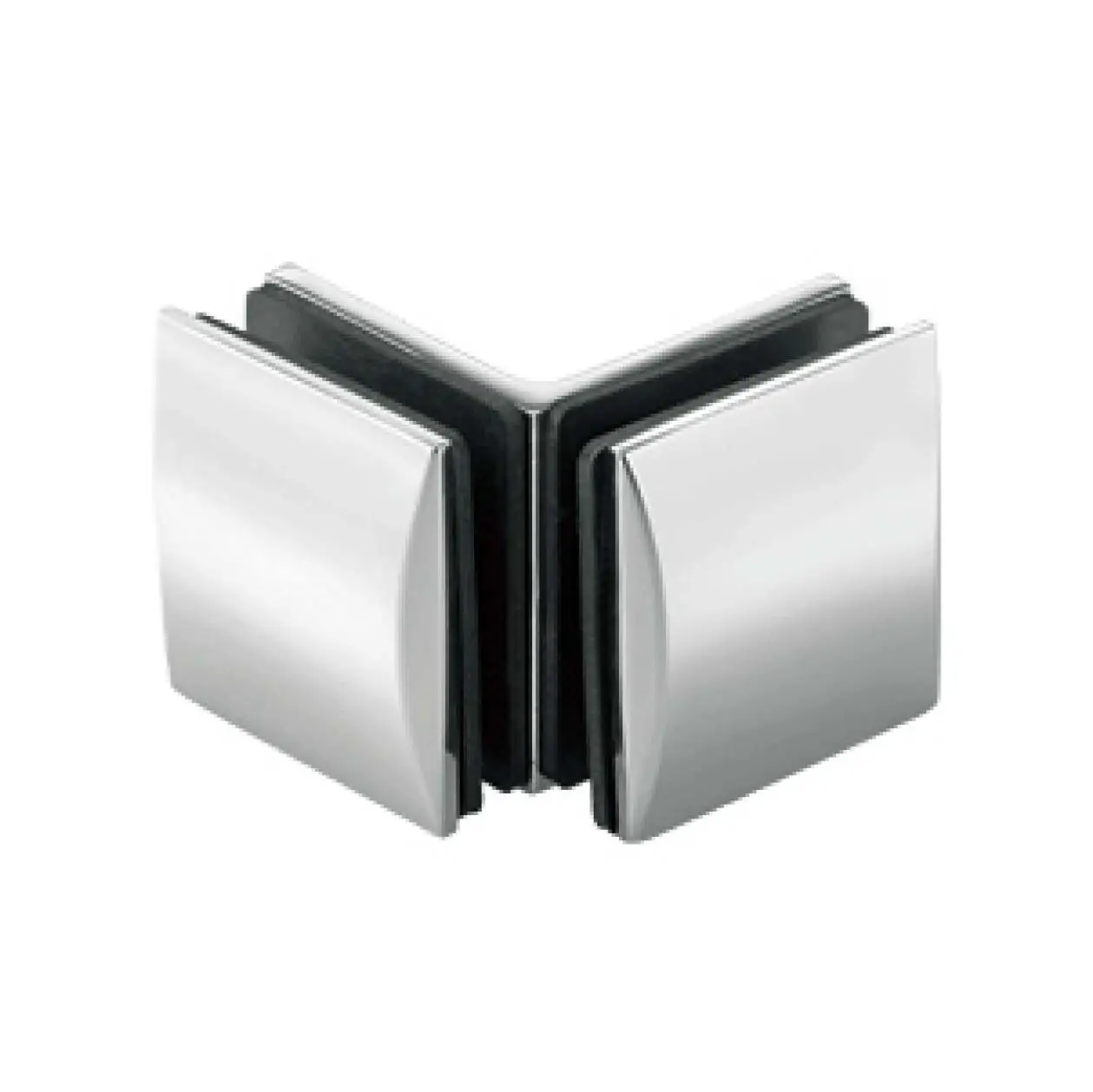 shower door brass curved-face 90 degree glass to glass clamp JGC-3051