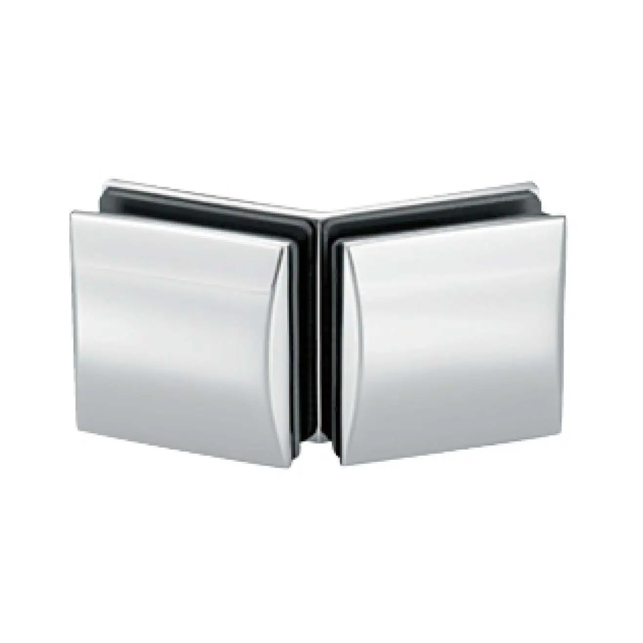 shower door brass curved-face 135-degree glass to glass clamp JGC-3053