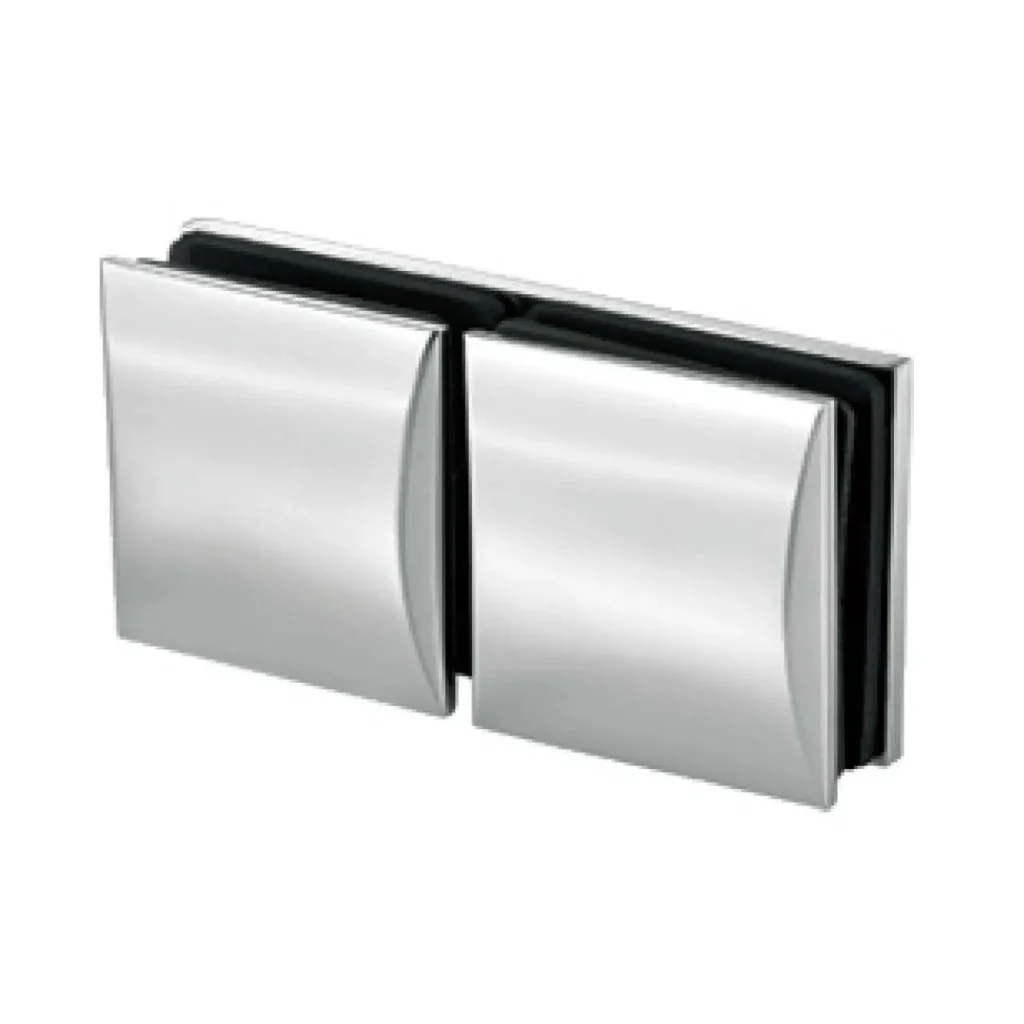 shower door brass curved-face 180-degree glass to glass clamp JGC-3054