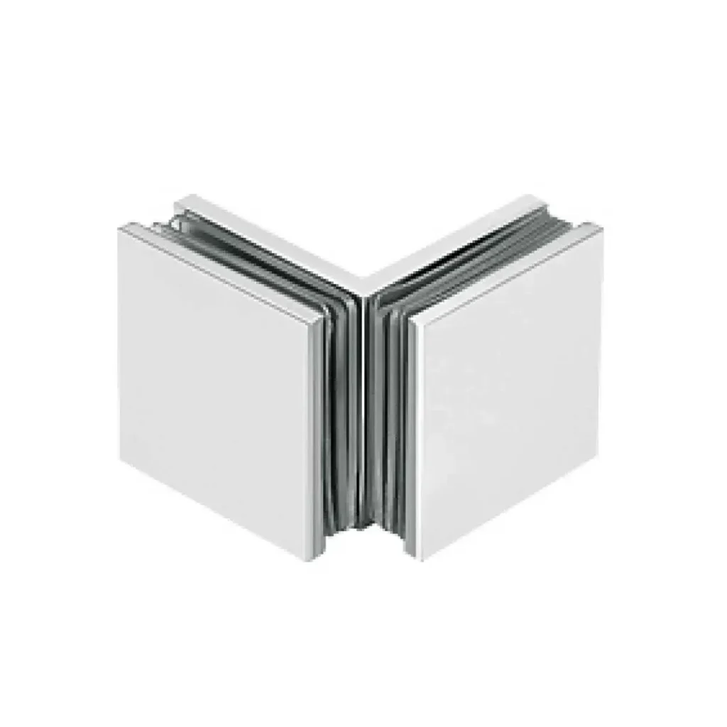 frameless shower rounded-corner square 90 degree glass to glass clamp JGC-3111
