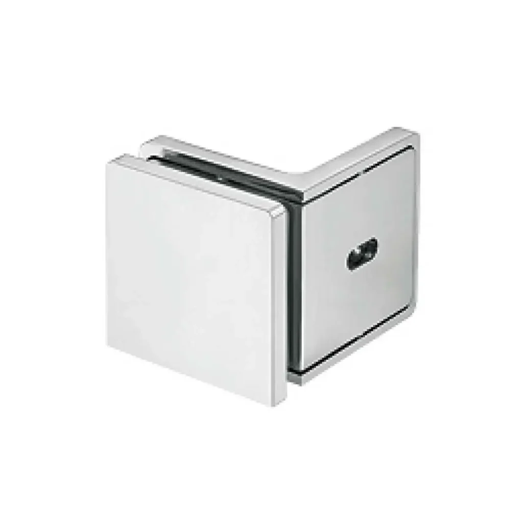 frameless shower rounded-corner square wall mount L shape glass clamp JGC-3112