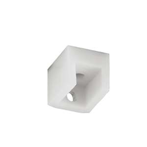 White cube-shaped plastic connector JSD-6142 with a hollow interior for hidden sliding door