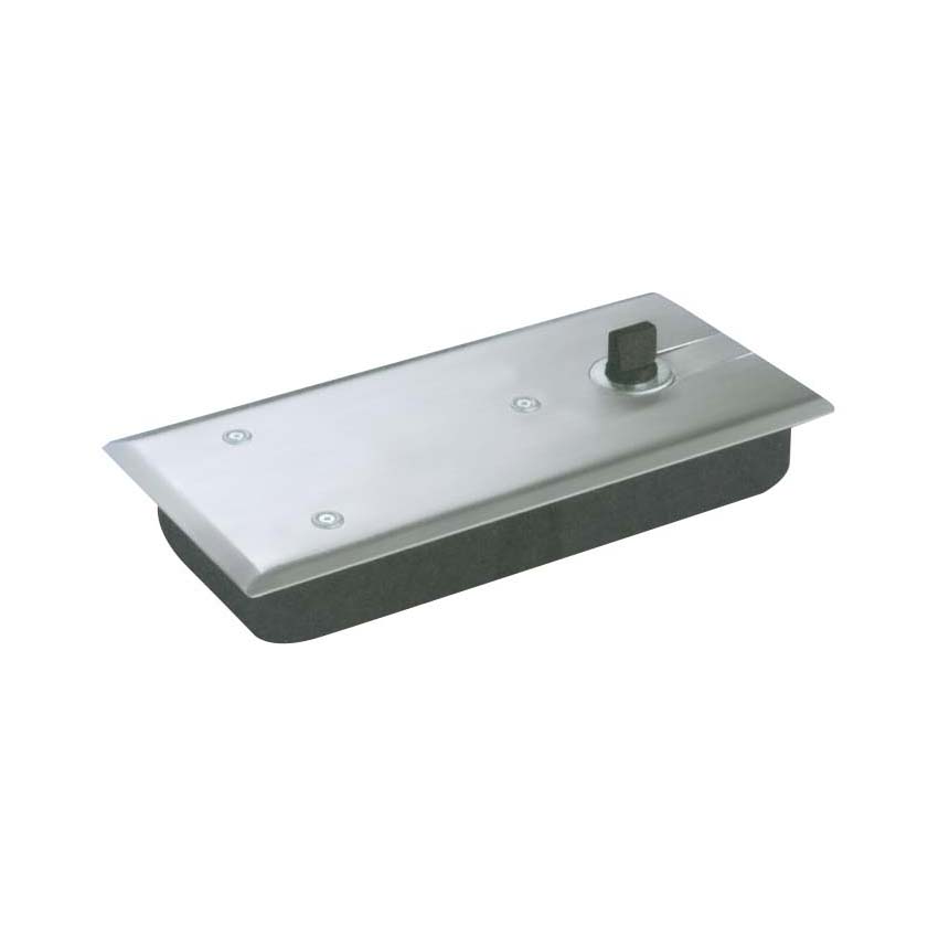floor spring JFS-1750 with rectangular stainless steel cover and centered knobfor patch glass door
