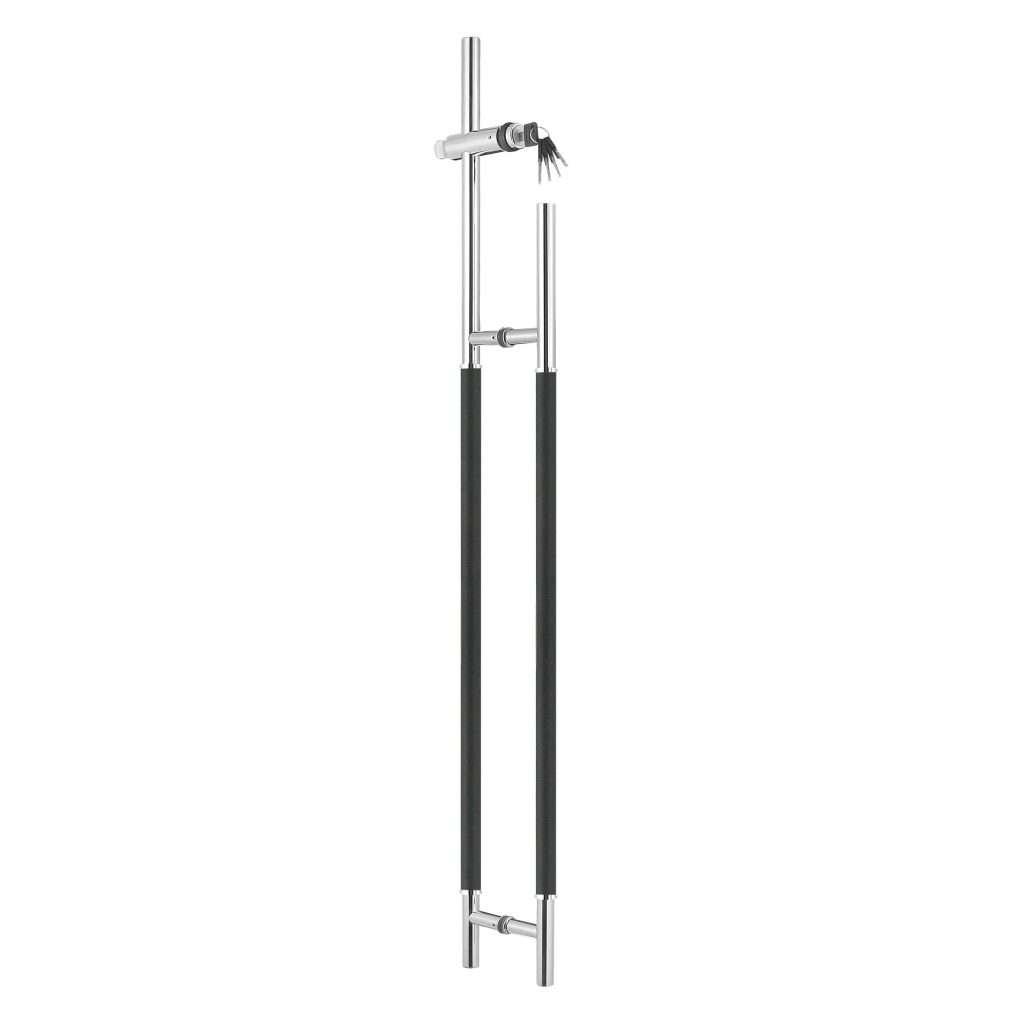 round double-tube handle with grip sleeve and side lock JDH-1940 for patch door