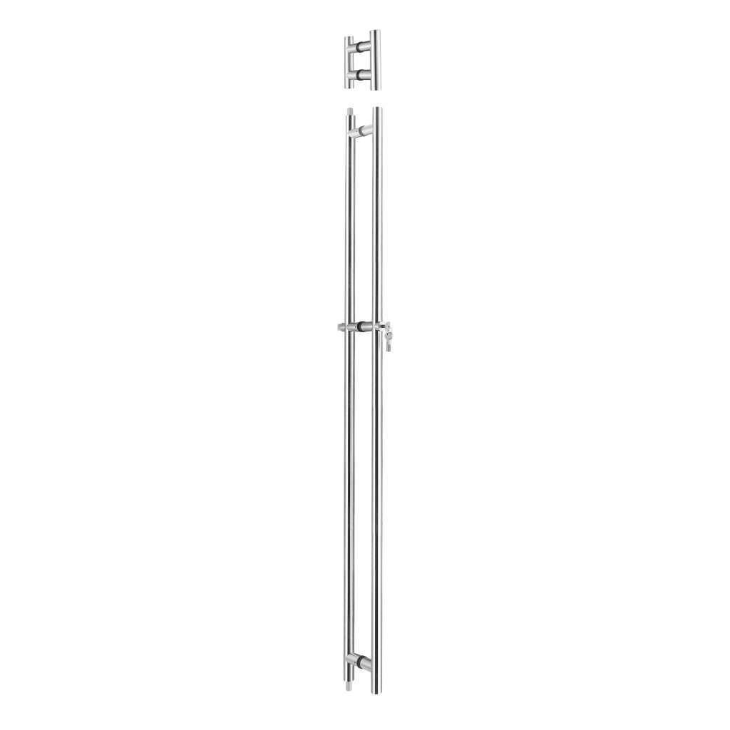round double-tube handle with dual crossbars and lock JDH-1960 for patch door