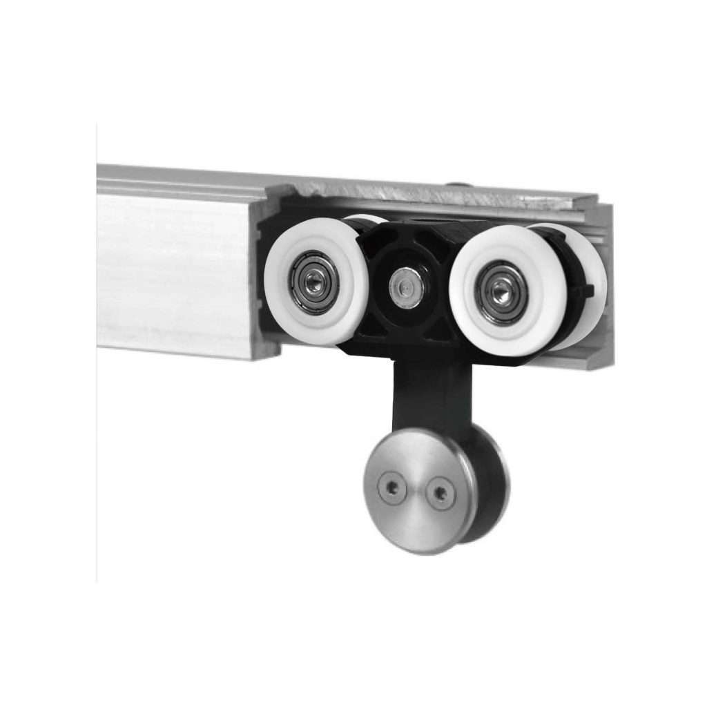 hidden sliding door hanger JSD-6110 with two wheels and a round bottom roller