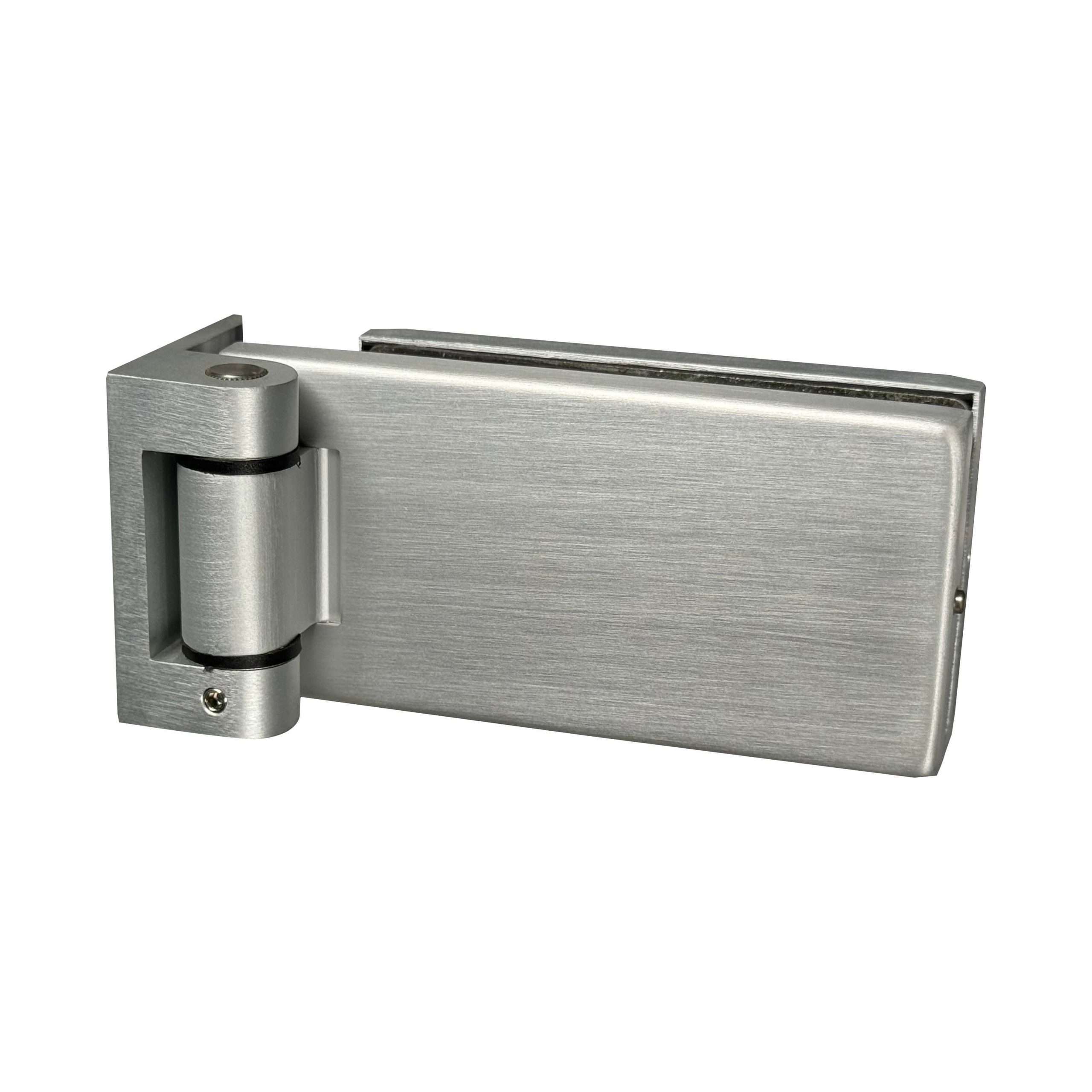 Glass hinge JPF-4071-7 with rectangular body and square-edged pivot section
