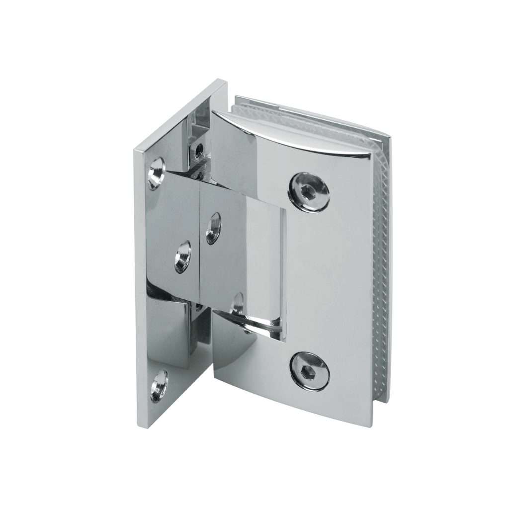 rounded edge brass 90 degree wall mount shower hinge JSH-2050A with exposed mounting plate