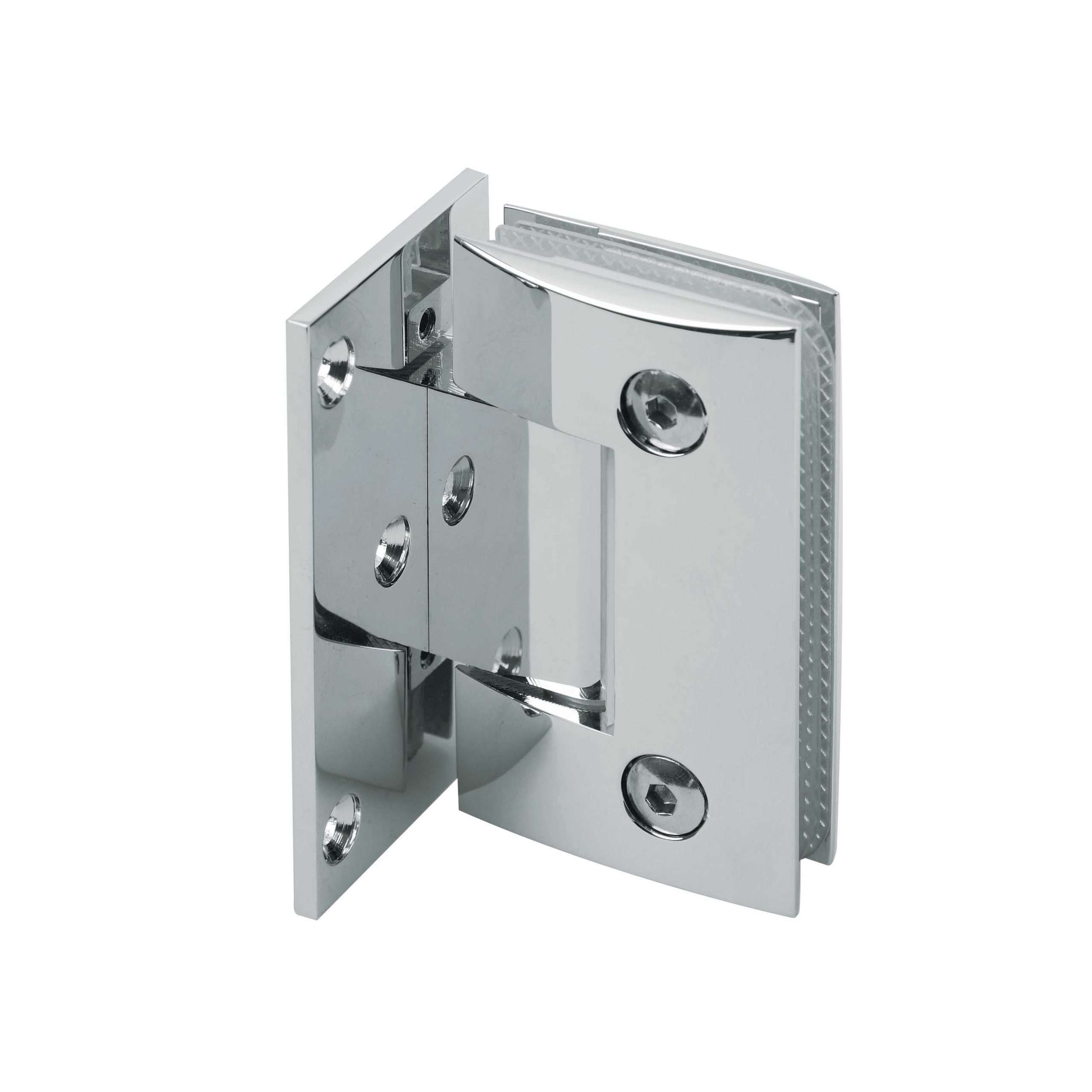 rounded edge brass 90 degree wall mount shower hinge JSH-2050A with exposed mounting plate