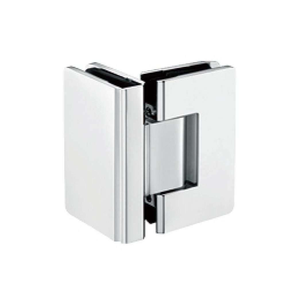 rectangular 90 degree glass to glass hinge JSH-2091 with rounded edges for shower door