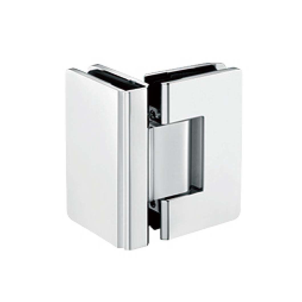 rectangular 90 degree glass to glass hinge JSH-2091 with rounded edges for shower door