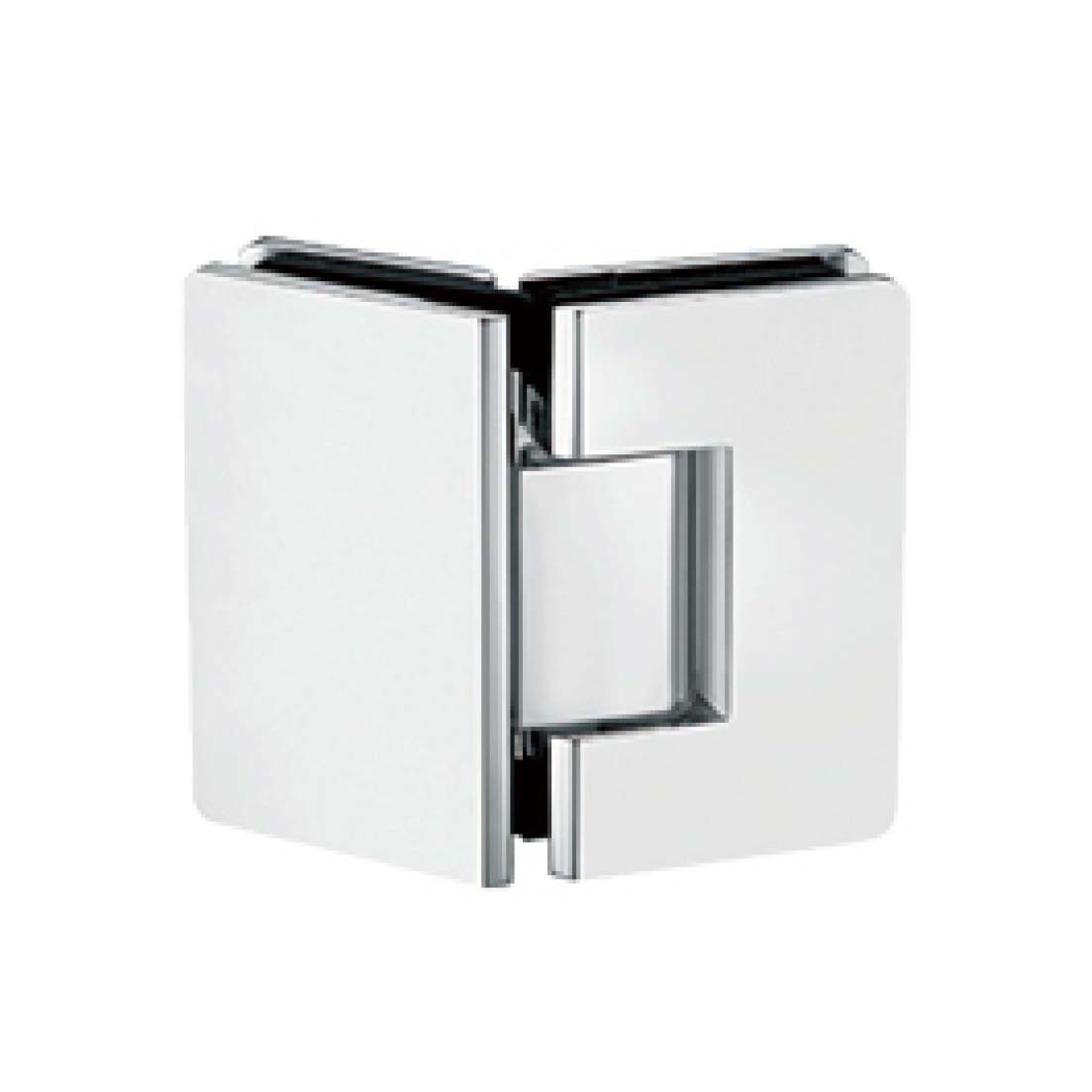 rectangular 135 degree glass to glass hinge JSH-2092 with rounded edges for shower door