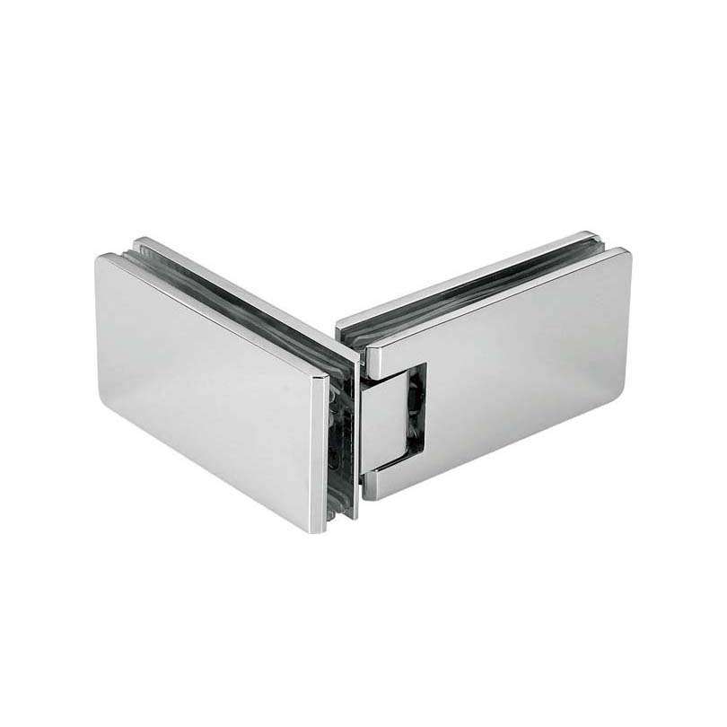 90 degree glass to glass hinge JSH-2111 with long flat rectangular plates for shower door