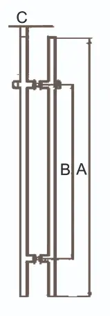Technical drawing of round double-tube handle with external lock JDH-1910 for patch door