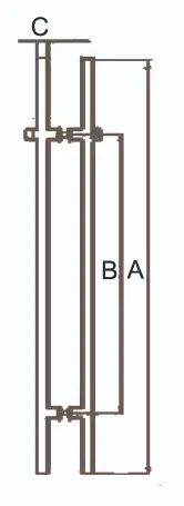 Technical drawing of round double-tube handle with internal thumb-turn lock JDH-1920 for patch door