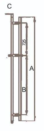 Technical drawing of slim round double-tube handle with side lock JDH-1951 for patch door