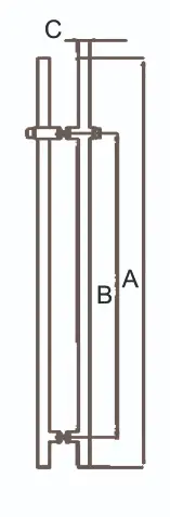 Technical drawing of square-tube handle with lock JDH-1970 for patch door