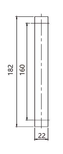 Technical drawing of rectangle square tube shower handle JDH-3340 for glass door