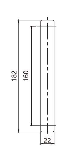 Technical drawing of rectangle square tube shower handle JDH-3341 for glass door