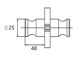 Technical drawing of shower glass door cylindrical knob JDK-3410 with ring grip