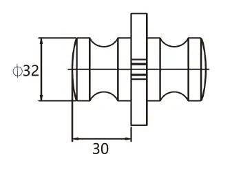 Technical drawing of round shower door knob JDK-3411 with cylindrical body