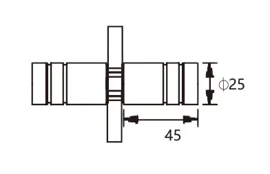 Technical drawing of shower glass door long cylinder knob JDK-3451