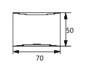 Technical drawing of square shower glass door knob JDK-3472 with curved face