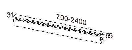 Technical drawing of rectangular glass rail JDR-1520 for patch glass door