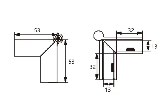 JGC-3184 Technical drawing of shower adjustable 90 degree to 180 degree glass clamp JGC-3184