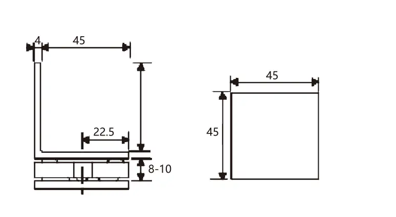 Technical drawing of stainless steel shower wall mount L-type clamp JGC-3212