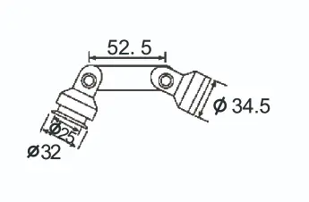 Technical drawing of adjustable glass to glass connector JGC-5030