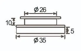 Technical drawing of fixed point fitting JGC-5110 for glass