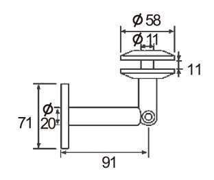 Technical drawing of tension rod connector wall to glass JGC-5210 for glass canopy