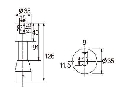 technical drawing of glass round-bodied partition Clamp JGC-5410