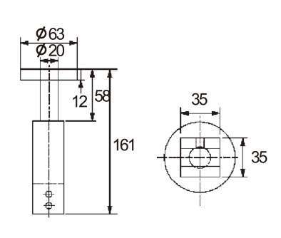 technical drawing of glass square partition Clamp JGC-5420