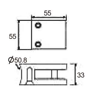 Technical drawing of square railing clamp JGC-9317 with a curved back mounting face