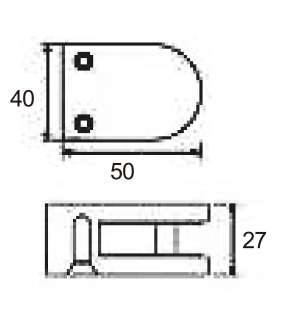 Technical drawing of Oval-shaped railing clamp JGC-9320 with a curved back mounting face