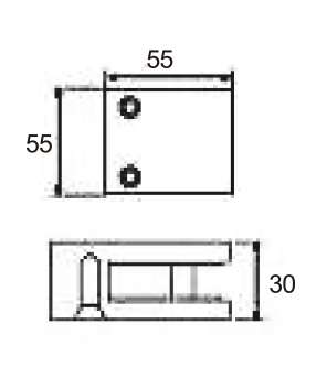 Technical drawing of square railing clamp JGC-9330 with vertically aligned screws
