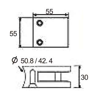 Technical drawing of square railing clamp JGC-9331 with vertically aligned screws