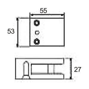 Technical drawing of railing clamp JGC-9340 with two front screws