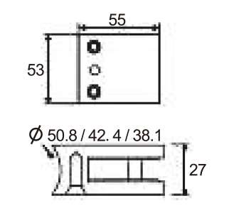 Technical drawing of railing clamp JGC-9341 with two front screws