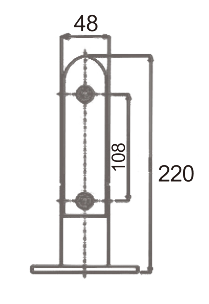 Technical drawing of tall oval spigot JGS-9160 for glass railing