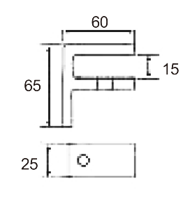 Technical drawing of 90-degree L-shaped stiffener JGS-9210 for glass railing