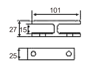 Technical drawing of glass railing stiffener JGS-9212 in matte black with straight rectangular design