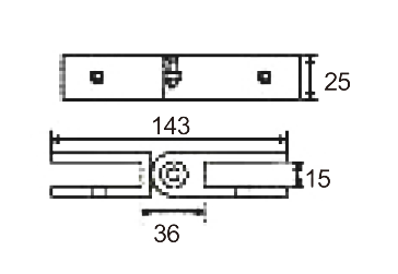 Technical drawing of glass railing stiffener JGS-9213 in black finish with flat rectangular arms