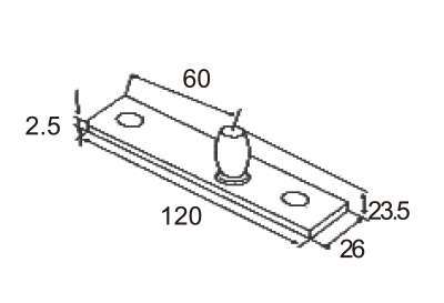 Technical drawing of rectangular top pivot JPA-1034 for patch door with centered pivot pin